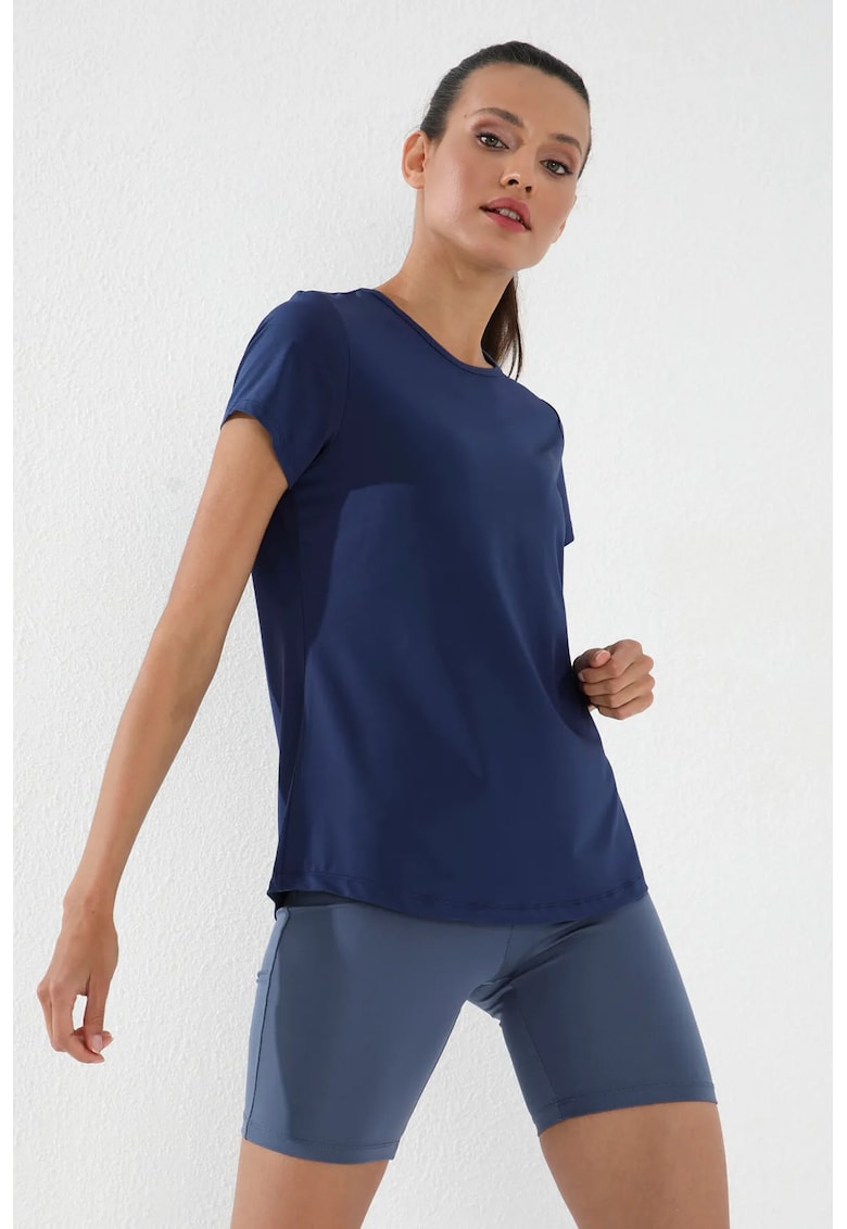 Tricou uni - albastru marin - poliester cu elastan - Bleumarin