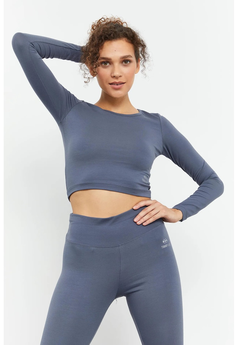 Top scurt - slim-fit - elastic - Gri ardezie - bumbac-elastan - Slate Grey