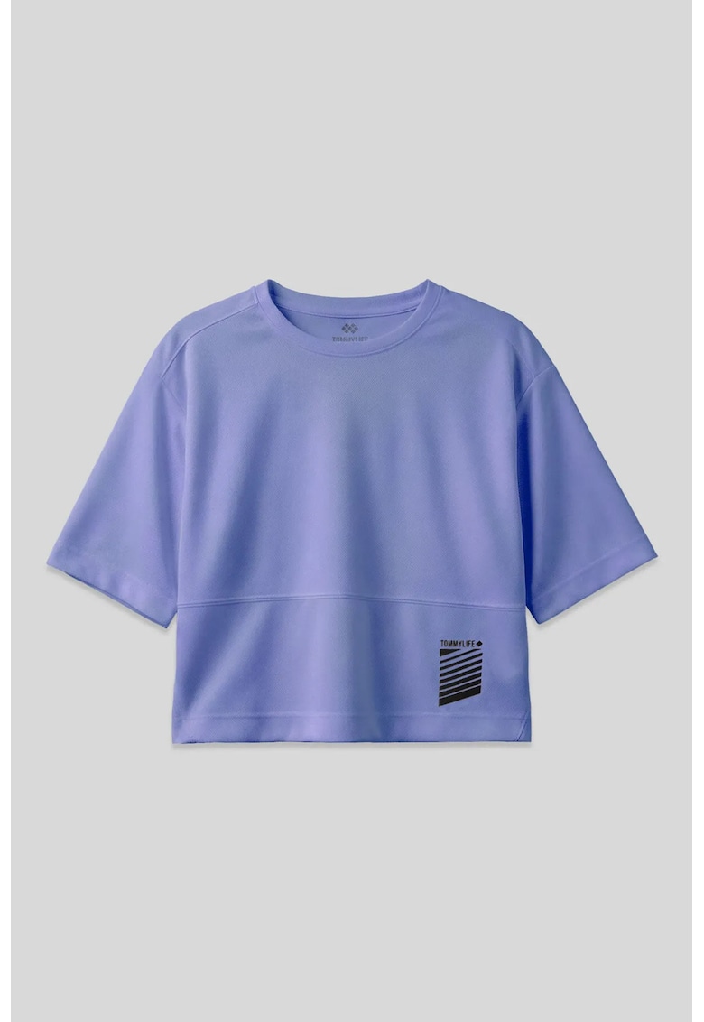 Tricou dama supradimensionat cu buzunar - poliester - Mov