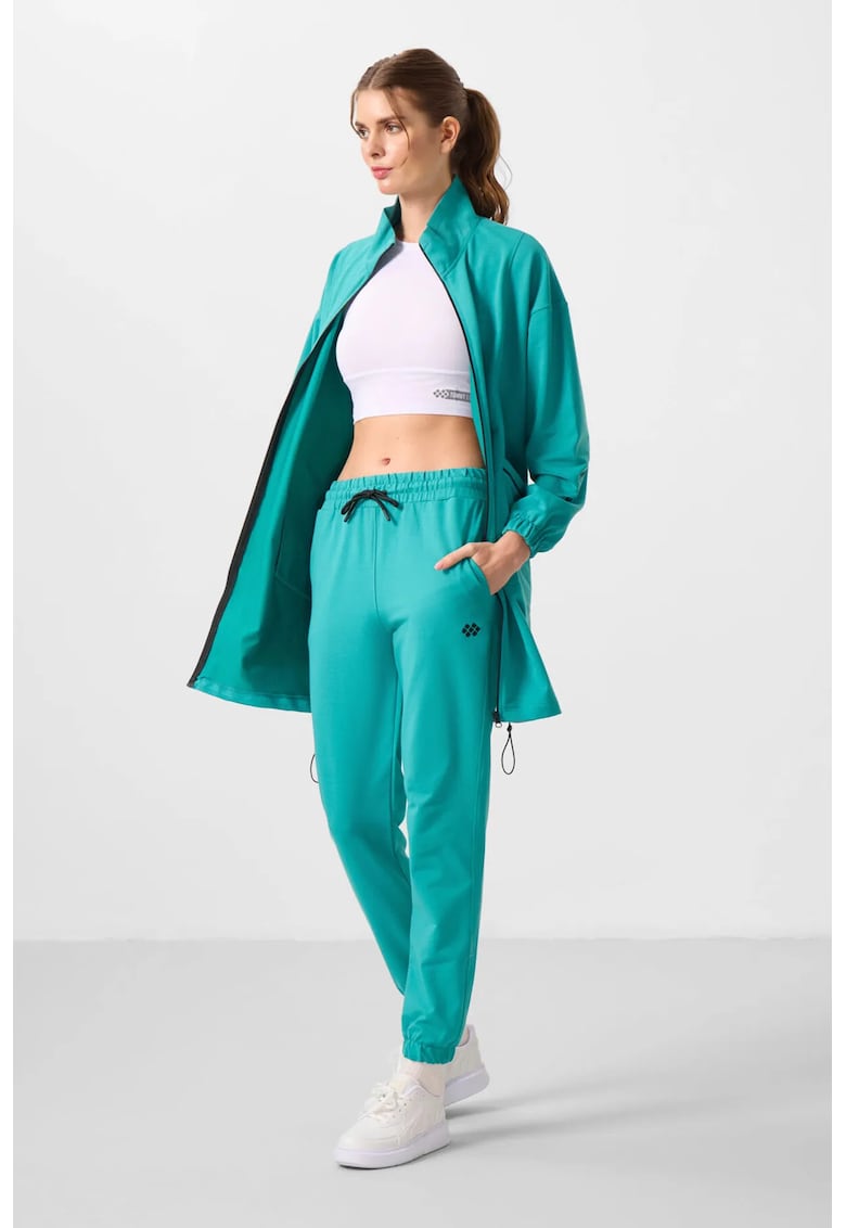 Set Trening Tricotat Femei - Albastru Cerulean - Maneca lunga - Lejer - 77% bumbac
