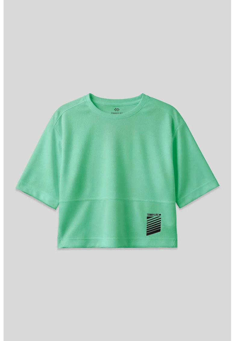 Tricou dama supradimensionat cu buzunar - poliester - Verde menta