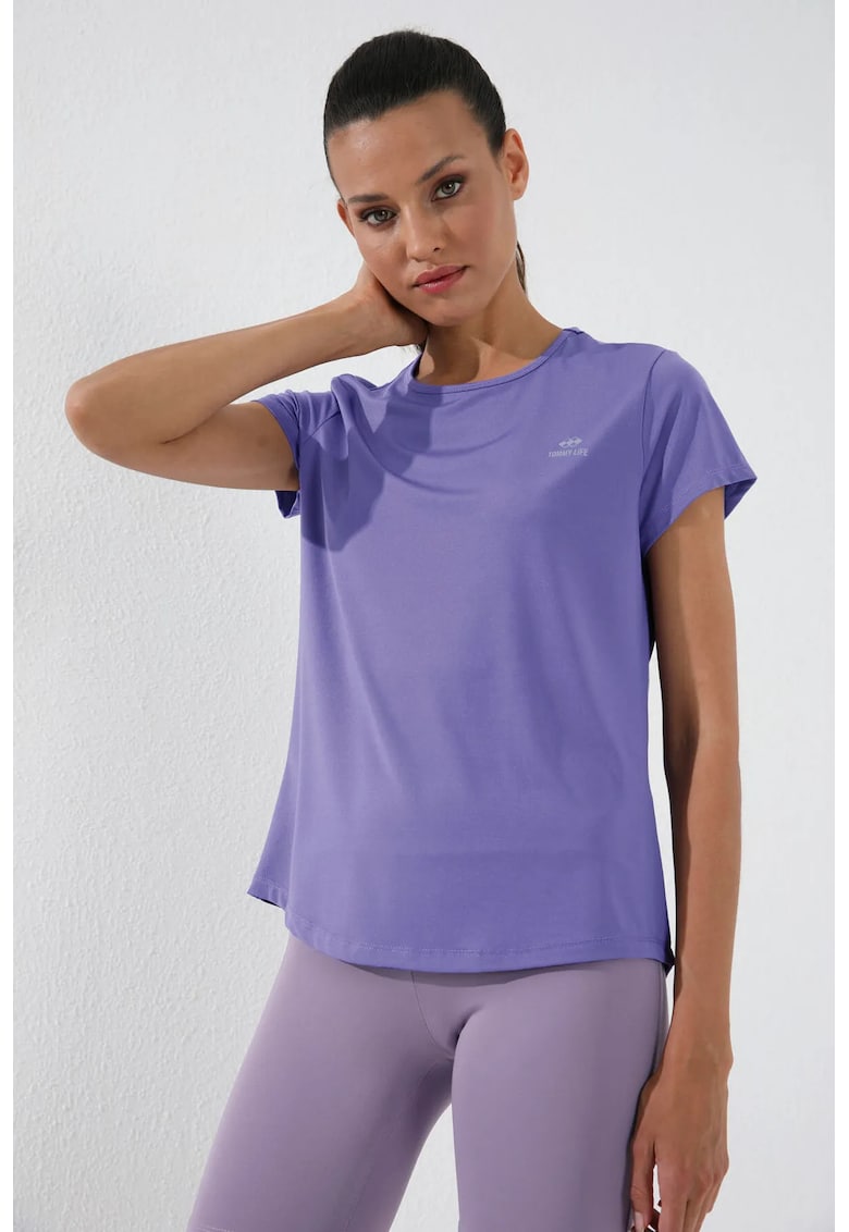 Tricou femei - uni - mov liliachiu - maneca scurta - 95% poliester - 5% elastan