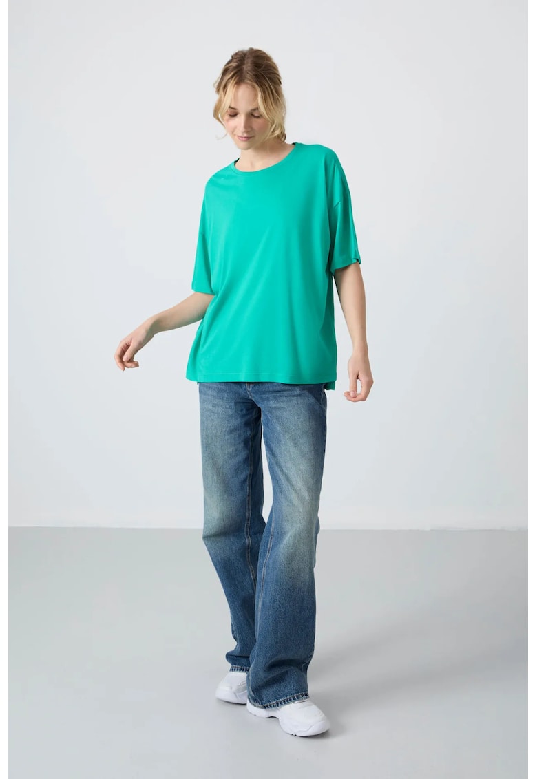 Tricou dama - supradimensionat - verde menta - bumbac-modal