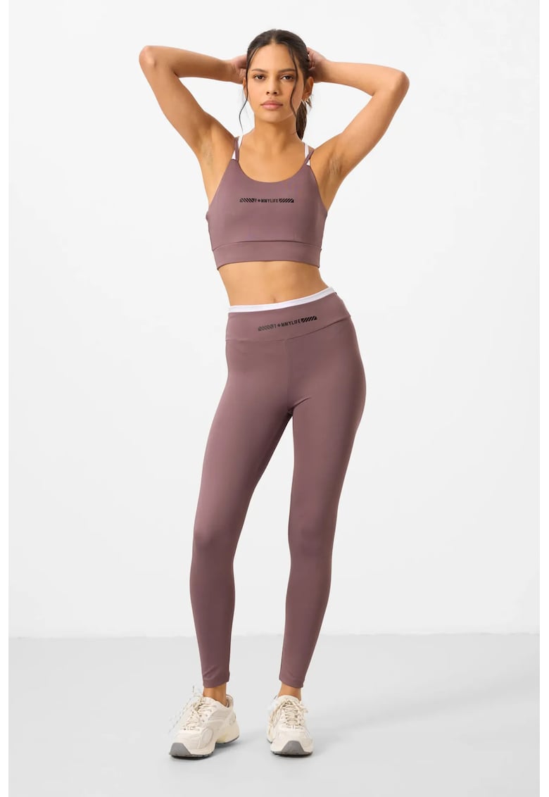 Set Activ Slim-Fit - Mov Ametist - Poliester si Lycra - Fara Bretele - Talia Inalta