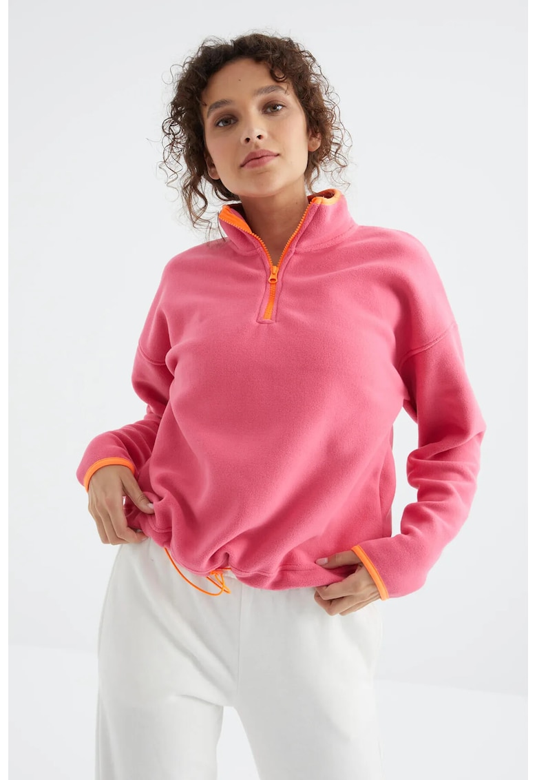 Hanorac dama - Oversized - Fleece - Roz Aprins - Fermoar