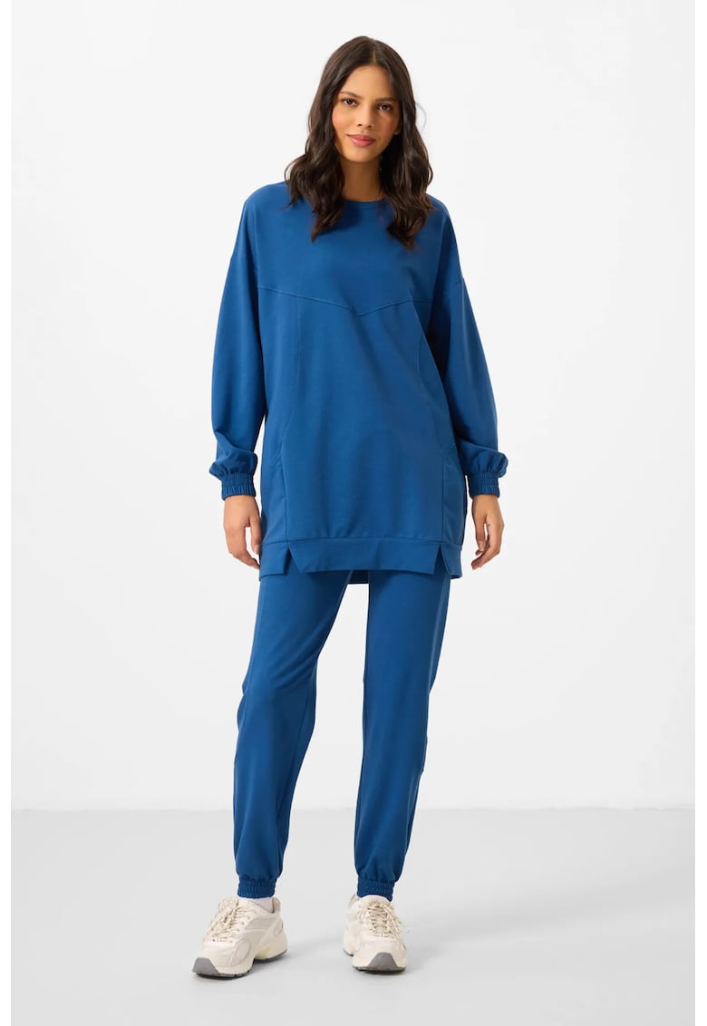 Set Treninguri Femei - Bluza si Pantaloni Oversized - Albastru Marocan - Fleece - Maneca lunga
