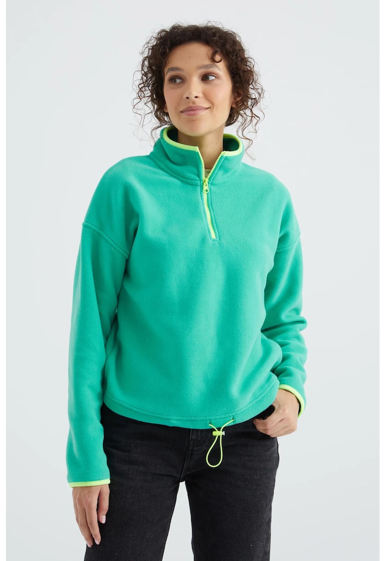 Hanorac dama - supradimensionat - din plus - verde menta - fermoar
