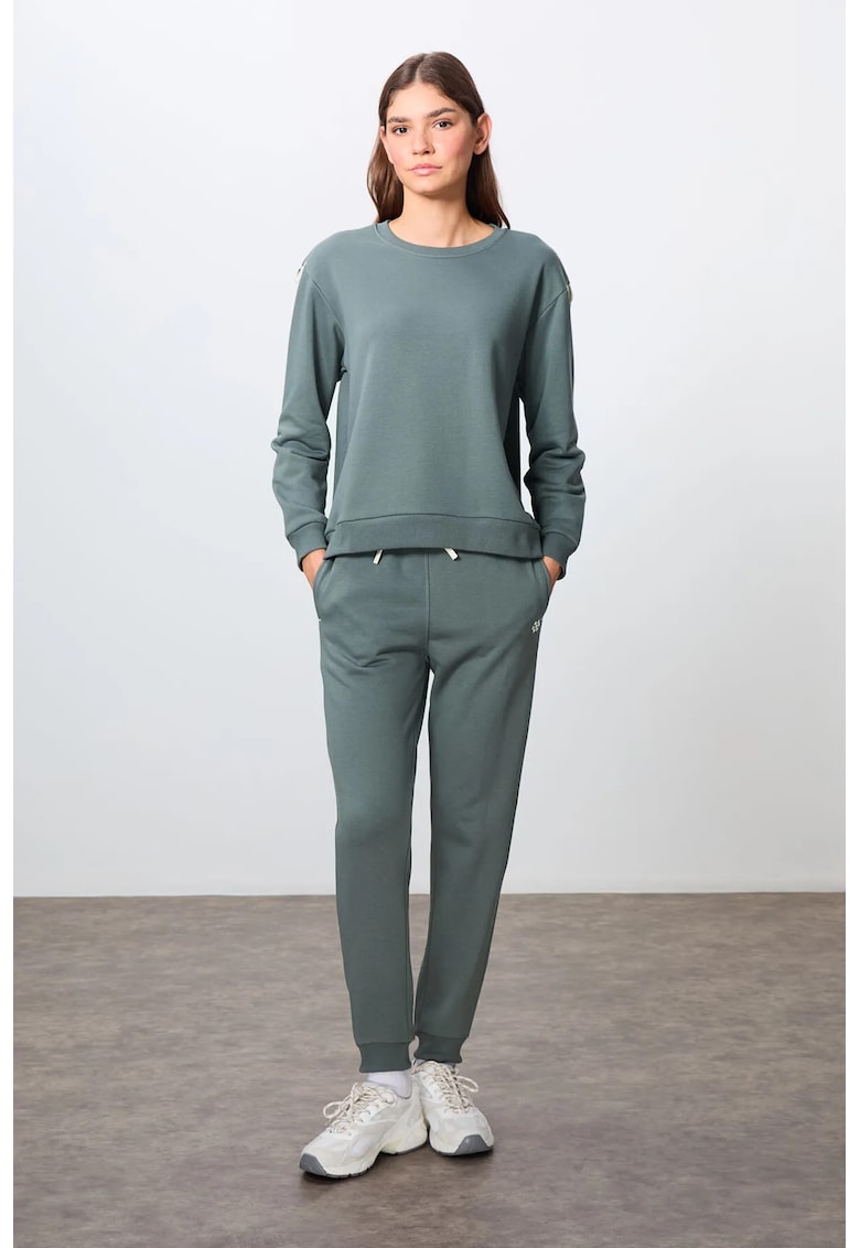 Set Femei - Bumbac-poliester - Bluza si Pantaloni - Verde salvie