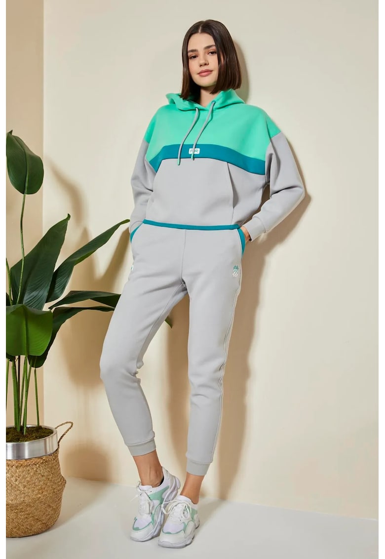 Set Trening Femei - Bluza cu gluga si Pantaloni - Multicolor - Poliester-Bumbac-Elastan