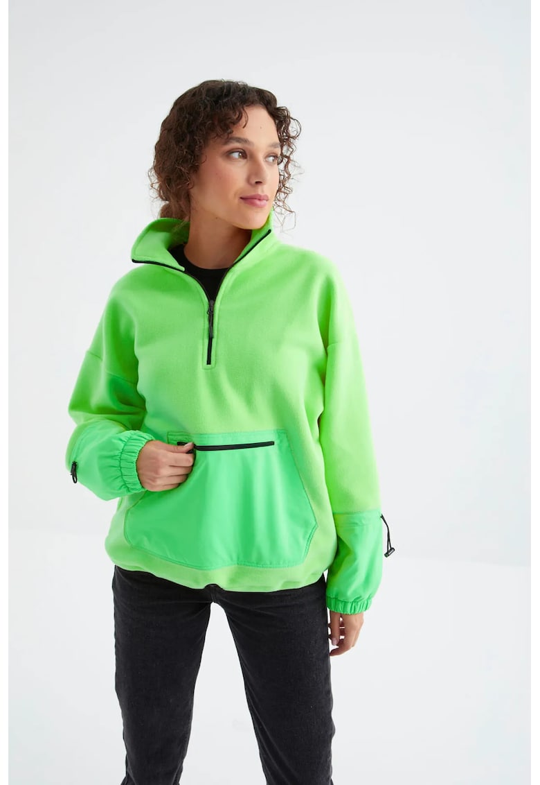 Hanorac dama - oversized - verde lime - poliester