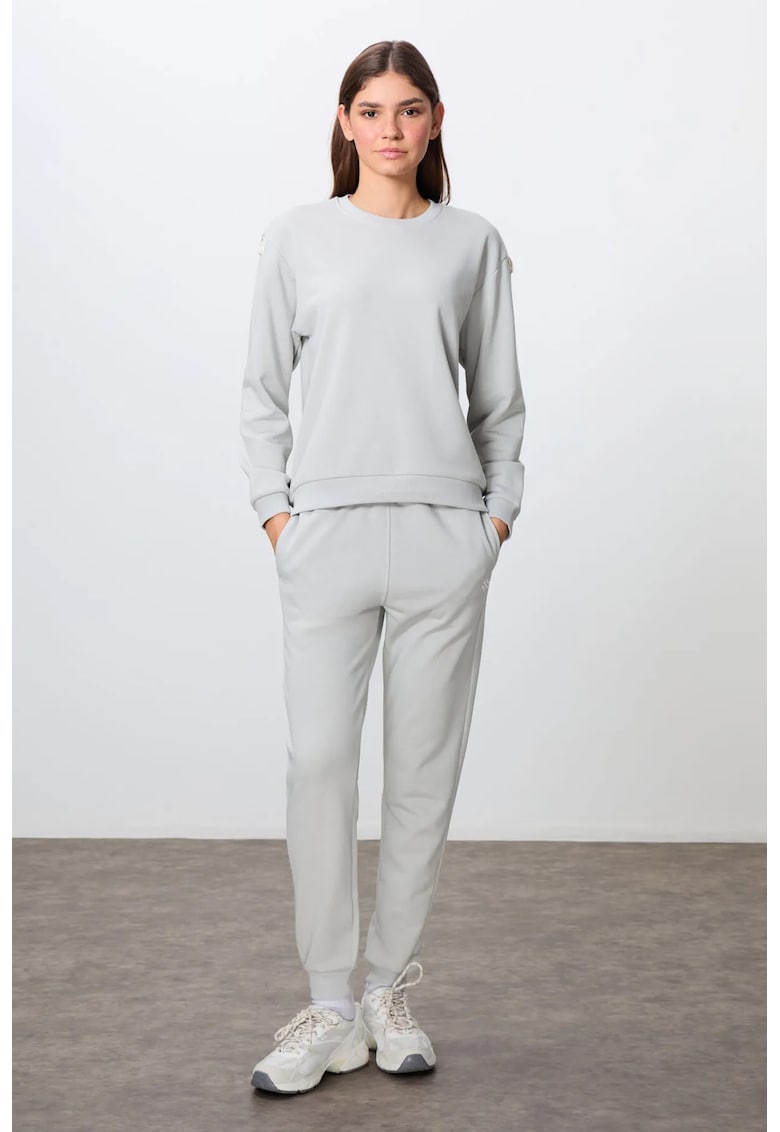 Set Femei - Bumbac-poliester - Bluza si Pantaloni - Gri deschis