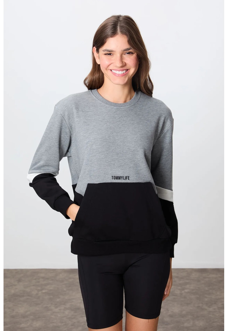 Hanorac dama - oversized color-blocked - multicolor - bumbac/poliester
