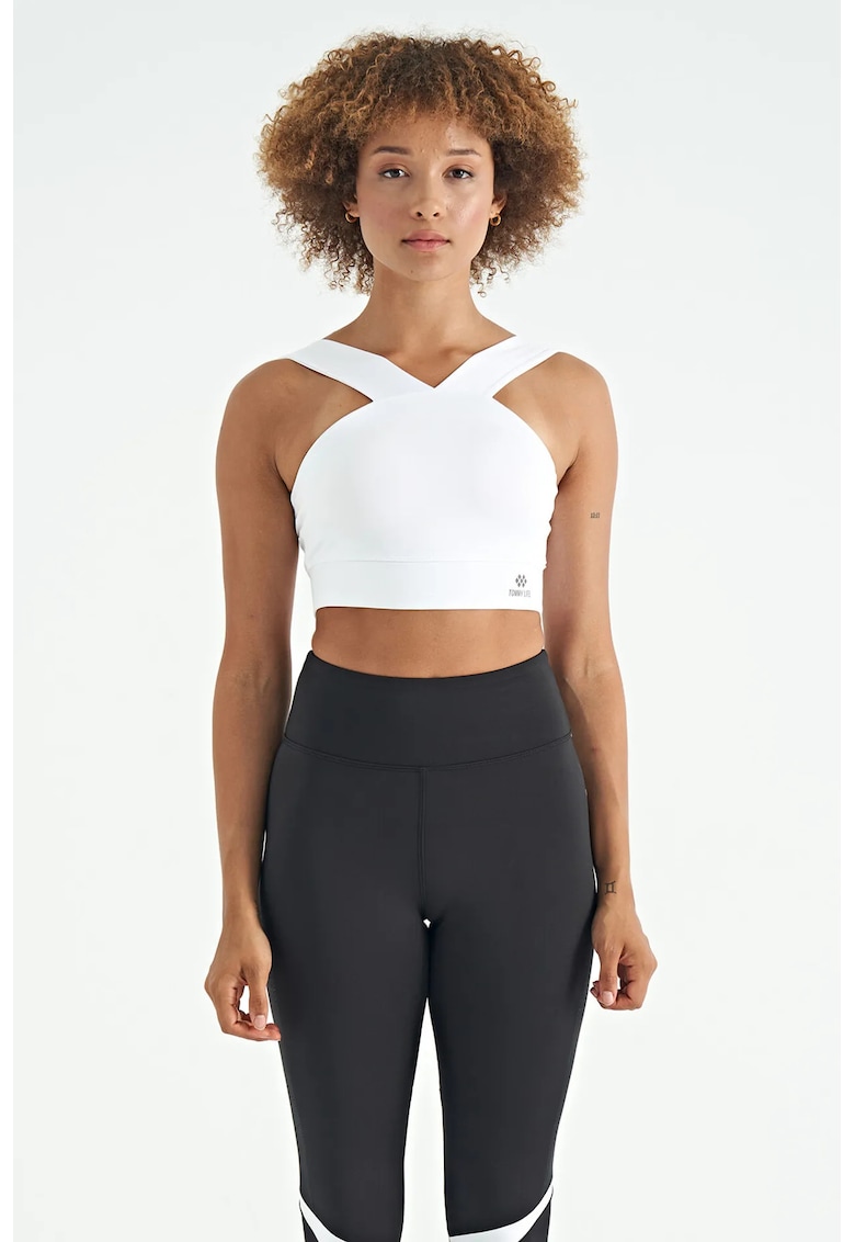 Tricou sport - scurt - alb - poliester-elastan - pentru femei