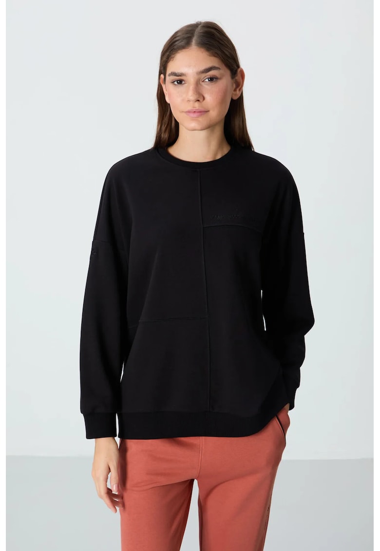 Hanorac dama - oversized - negru - bumbac/poliester - maneci lungi - guler rotund