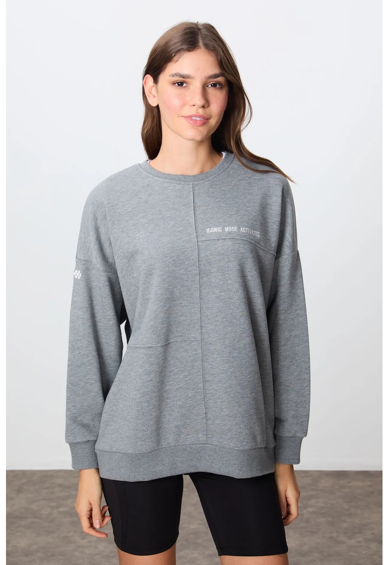 Hanorac dama - oversized - gri - bumbac/poliester