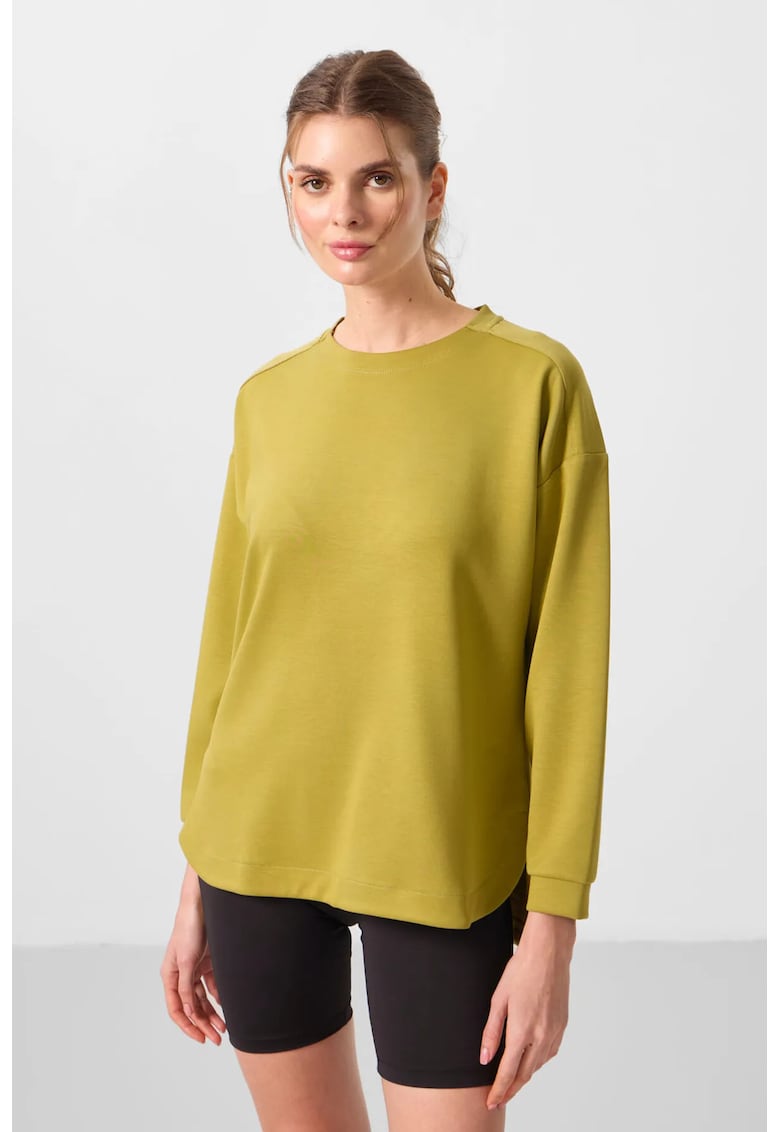 Tunica casual - verde lime - din jerseu - maneci lungi - fara inchidere
