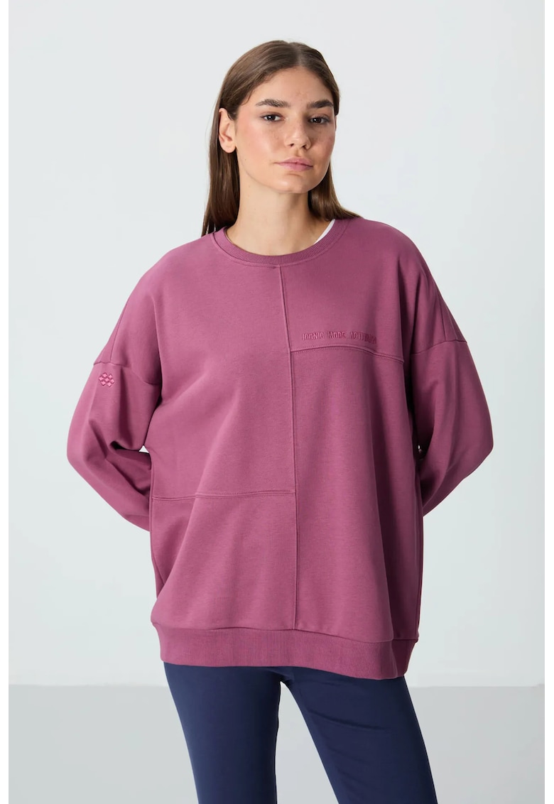 Hanorac dama - oversized - mov - bumbac/poliester - maneci lungi - guler rotund