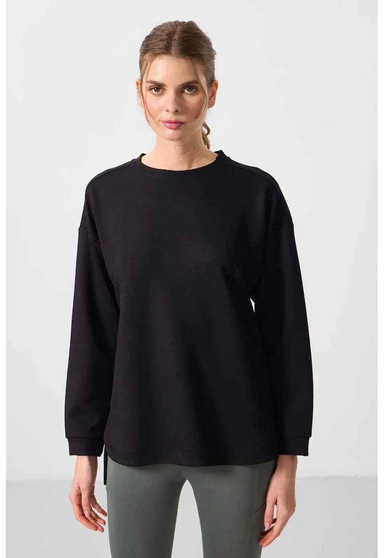 Tunica casual - maneci lungi - neagra - amestec viscoza-poliester-elastan