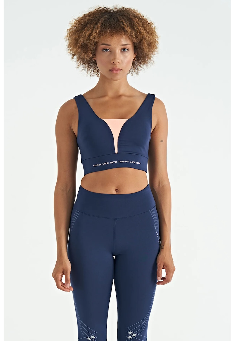 Tricou sport top sport femei - crop - multicolor - poliester-elastan