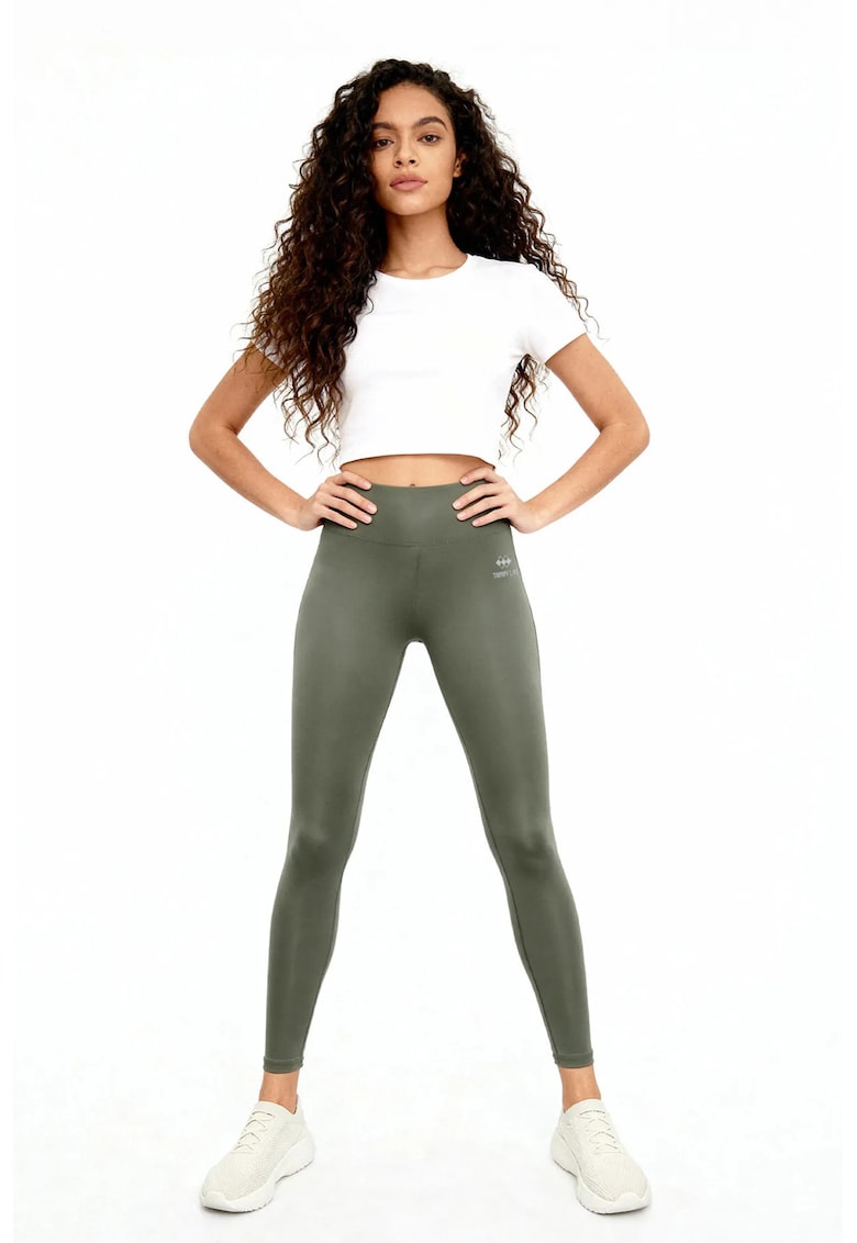Colanti talie inalta - croiala slim - verde kaki - elastic - 95% poliester/5% elastan