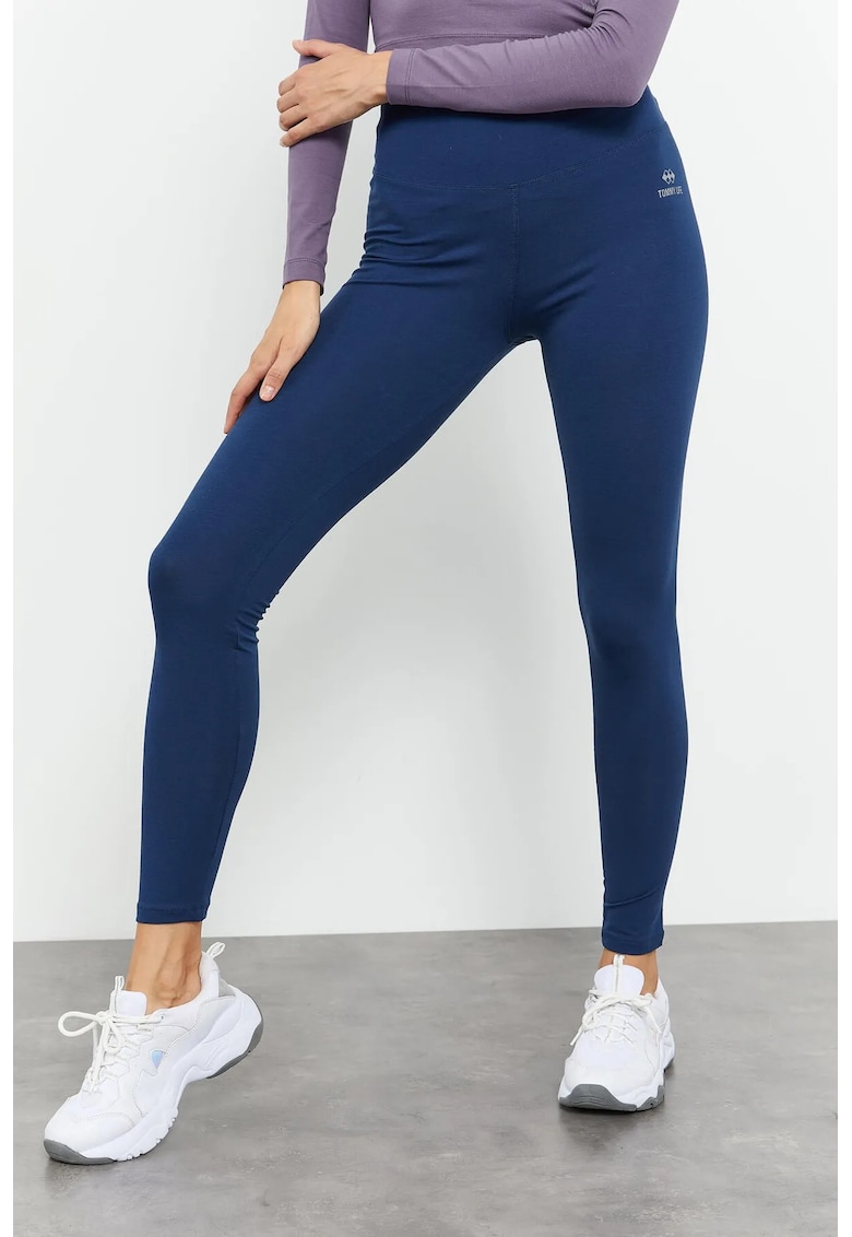 Colanti talie inalta - elasticitate - albastru marin - bumbac cu elastan