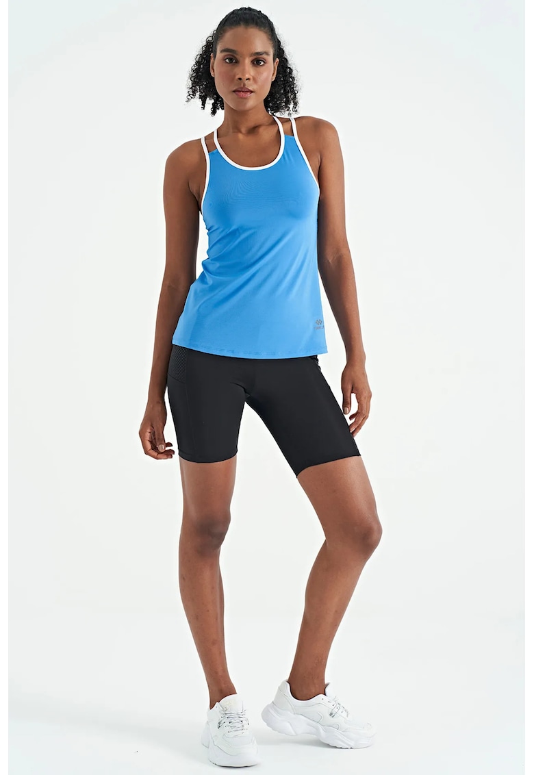 Topuri Sport - Tricotat Fara Maneci - Albastru Maya - 95% poliester - 5% elastan
