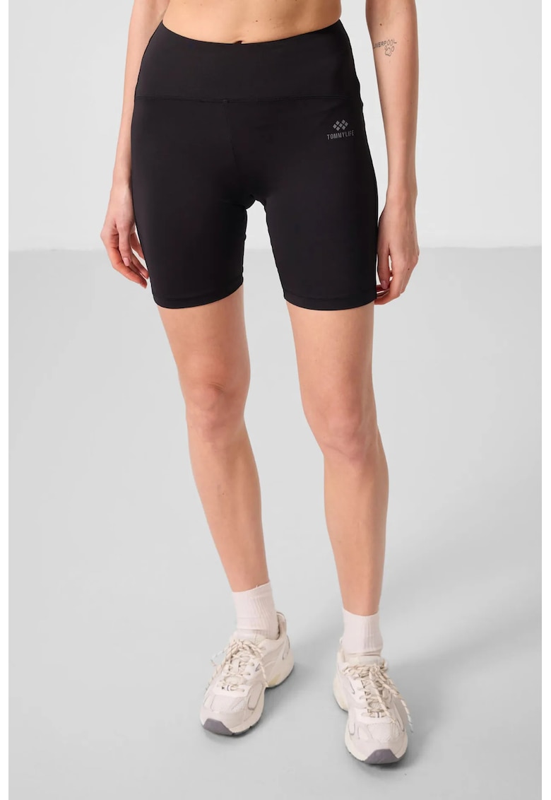 Colanti sport scurti - talie inalta - elastic - negru - poliester/elastan