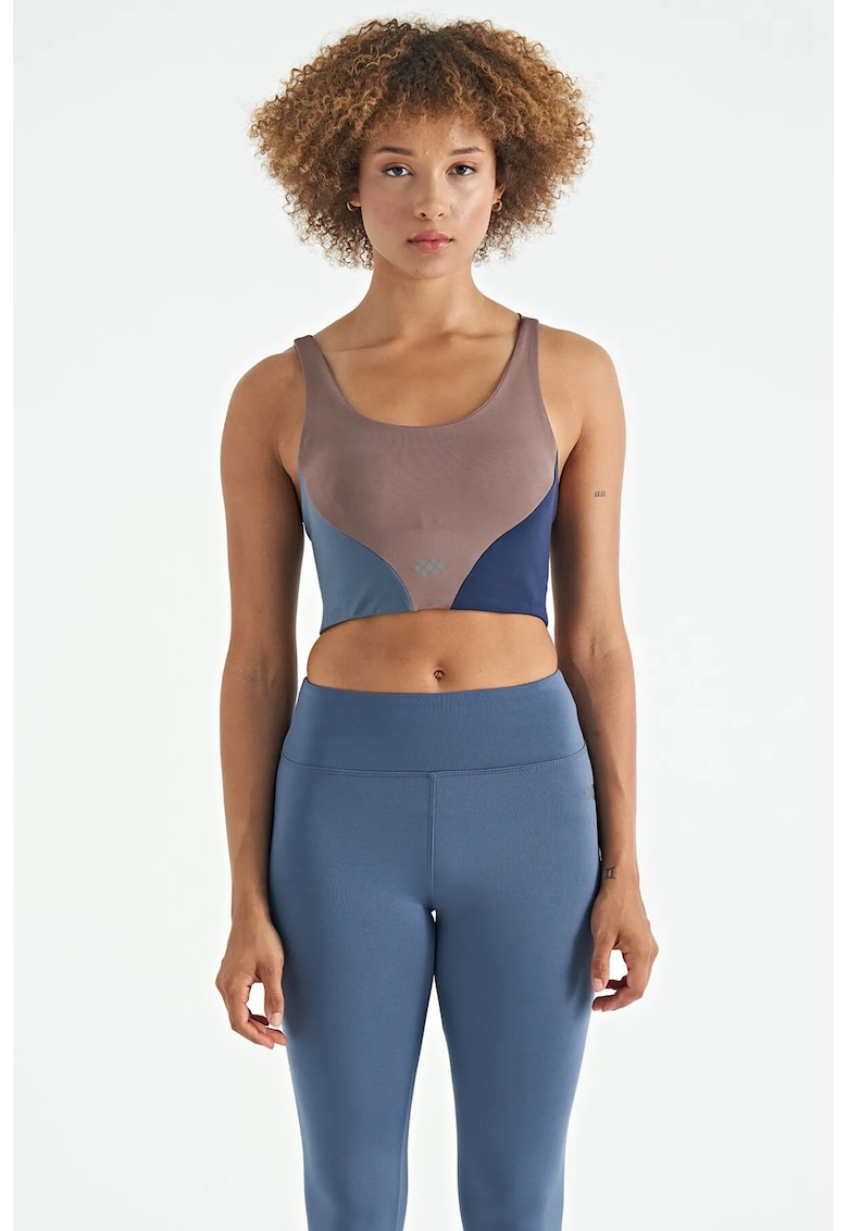 Tricou sport dama - top scurt - multicolor - poliester-elastan