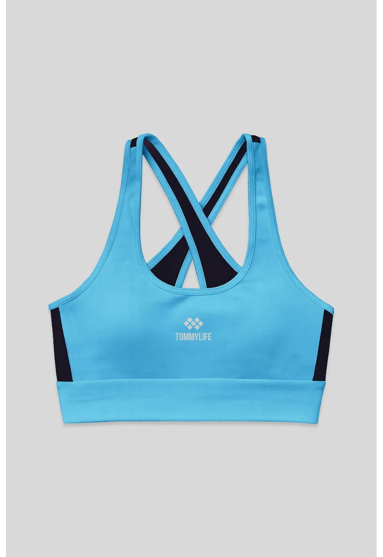 Top sport - mulat - fara maneci - albastru cerulean - poliester cu elastan