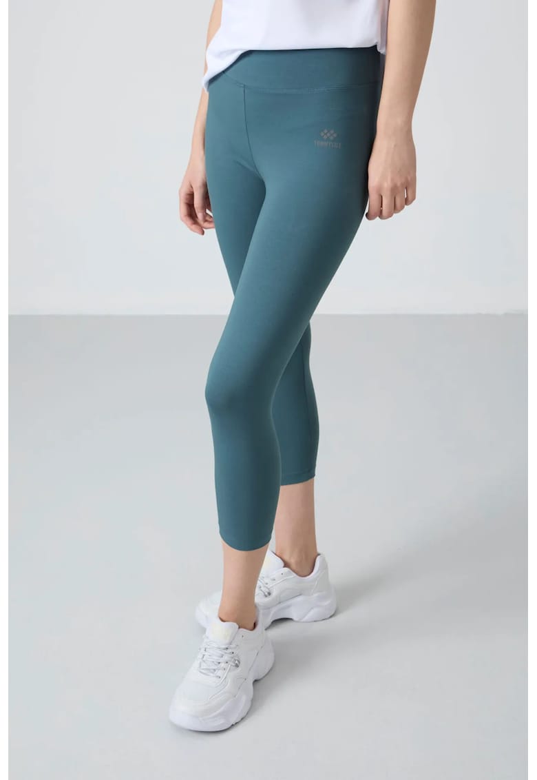 Colanti - Capri - talie inalta - elastic - verde salvie - bumbac