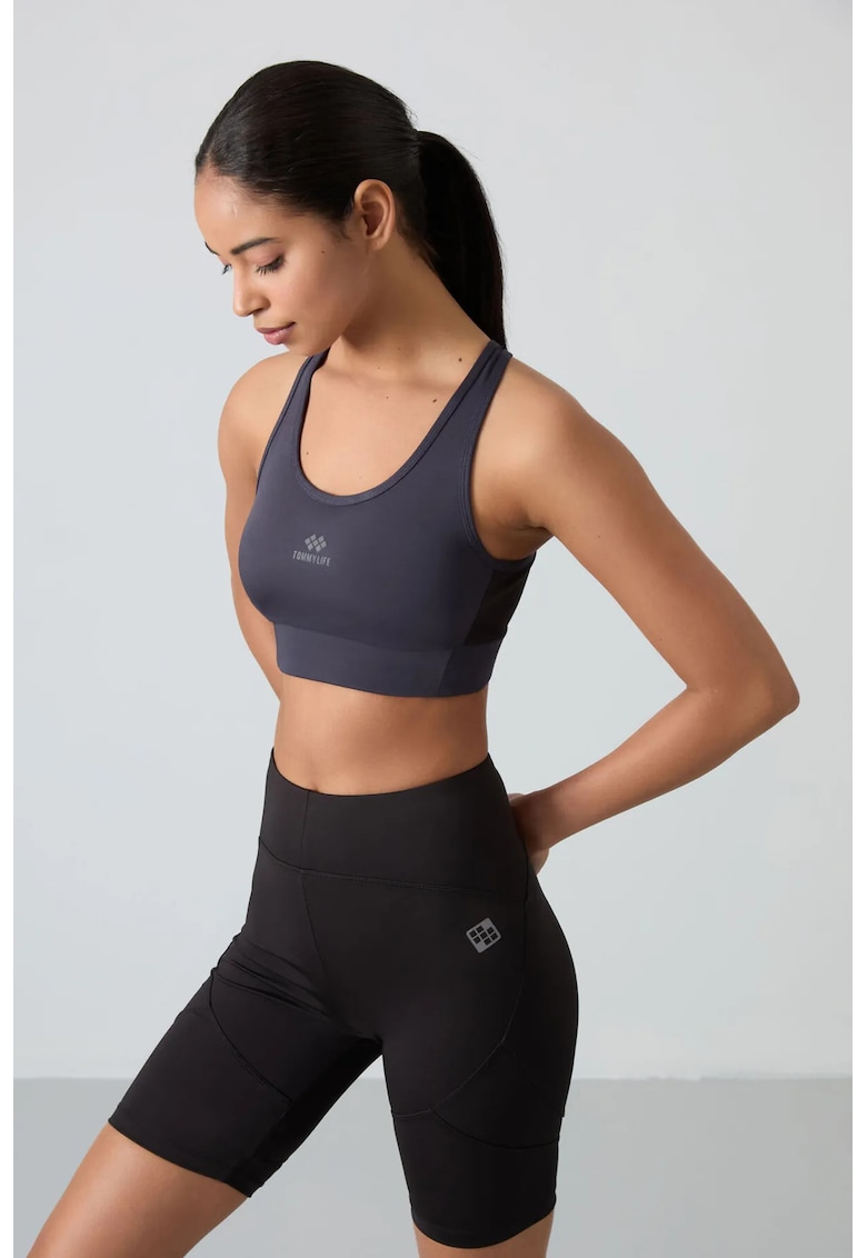 Tricou sport - top sport mulat - gri antracit - poliester-elastan
