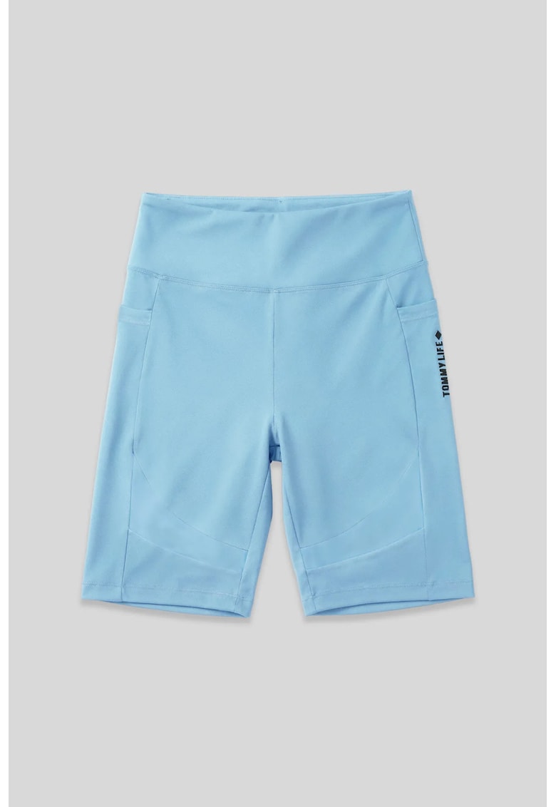 Colanti sport scurti - talie inalta - buzunar - 90% poliamida/10% elastan - Baby Blue