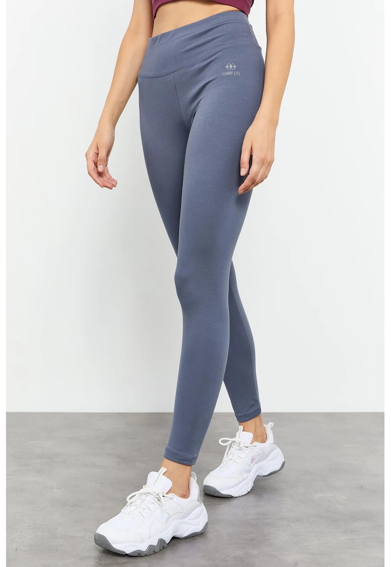 Colanti talie inalta - elastic - gri ardezie - bumbac/elastan