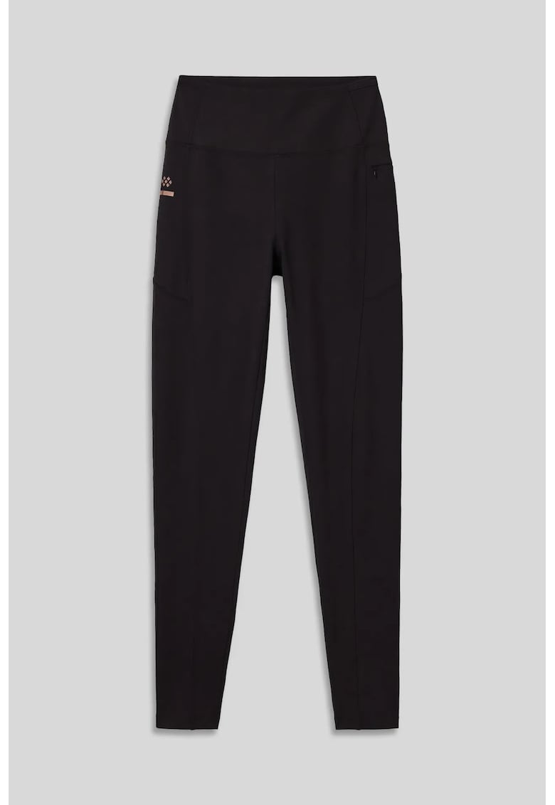 Colanti - skinny - talie inalta - buzunar - negru - poliester/elastan