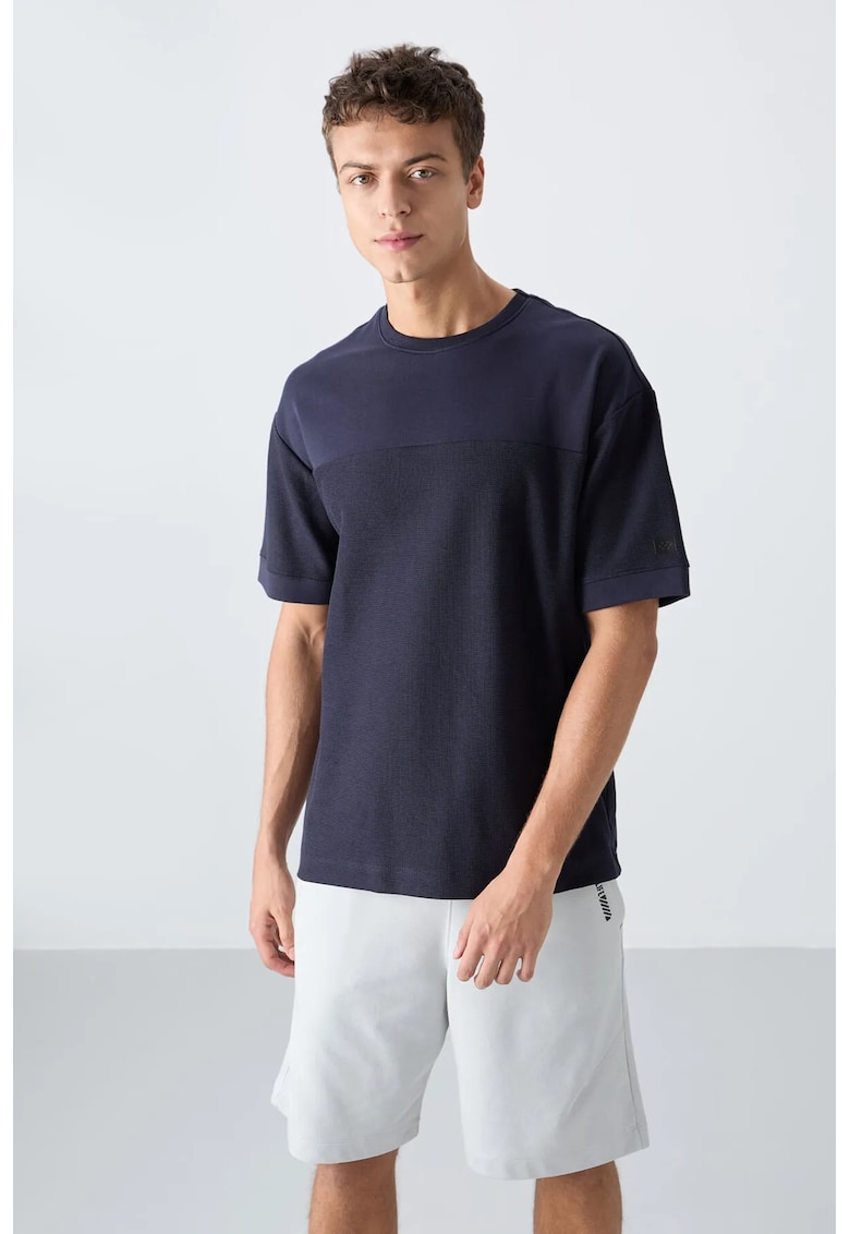 Tricou barbati supradimensionat - bumbac - albastru marin