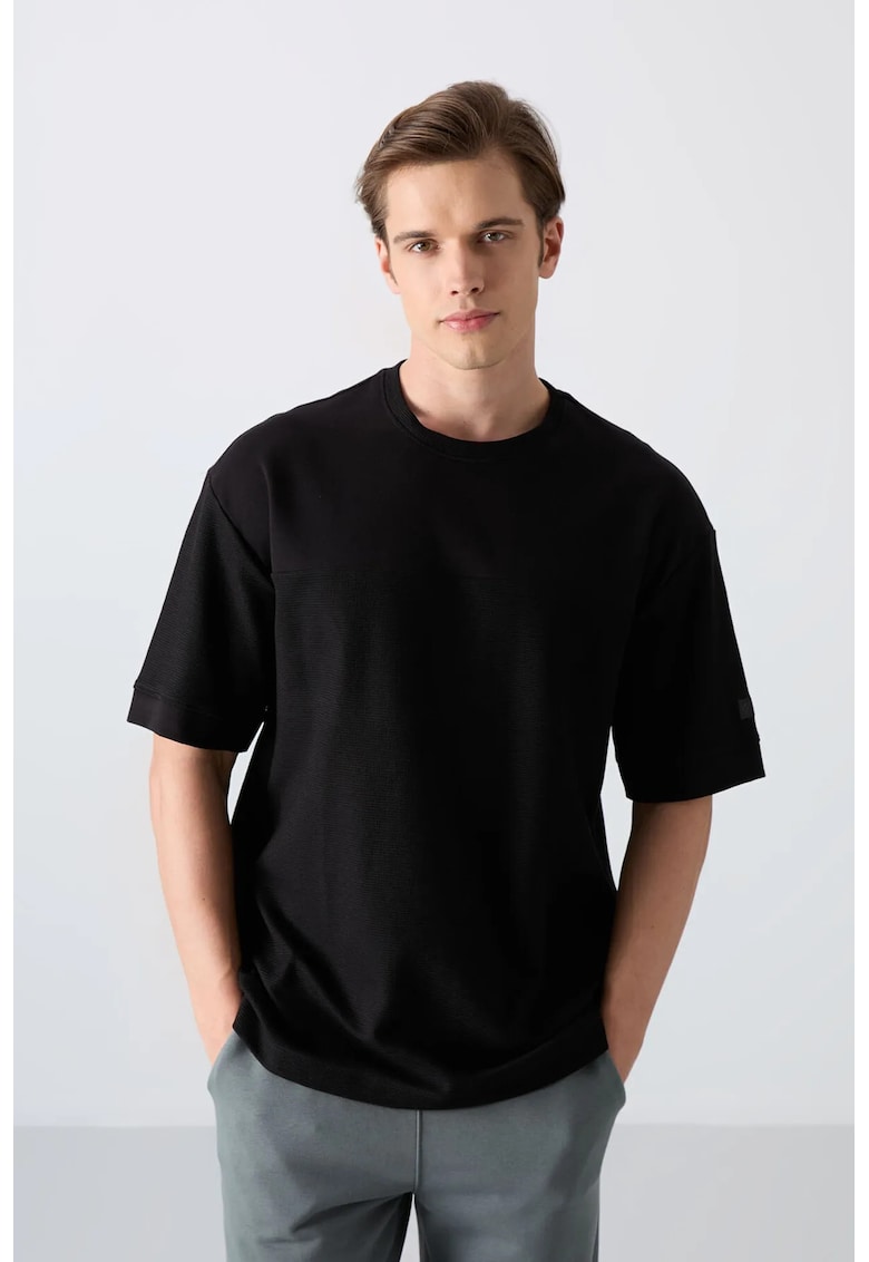 Tricou barbati - oversized - negru - bumbac