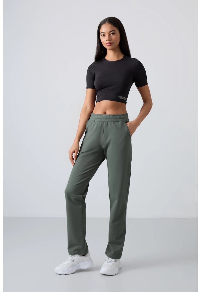 Pantaloni de trening - fleece - verde kaki - bumbac