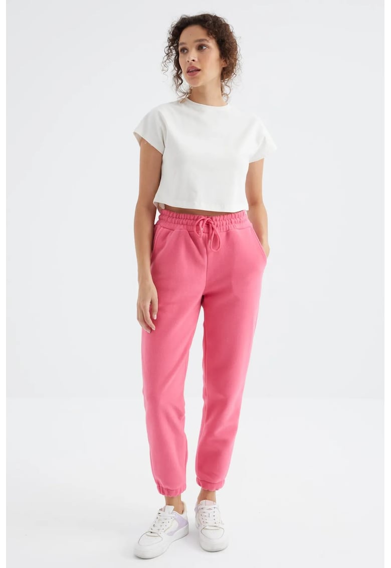 Pantaloni dama - roz aprins - 100% poliester
