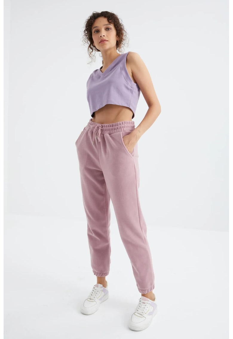 Pantaloni de trening - mov mauve - 100% poliester - cu buzunar