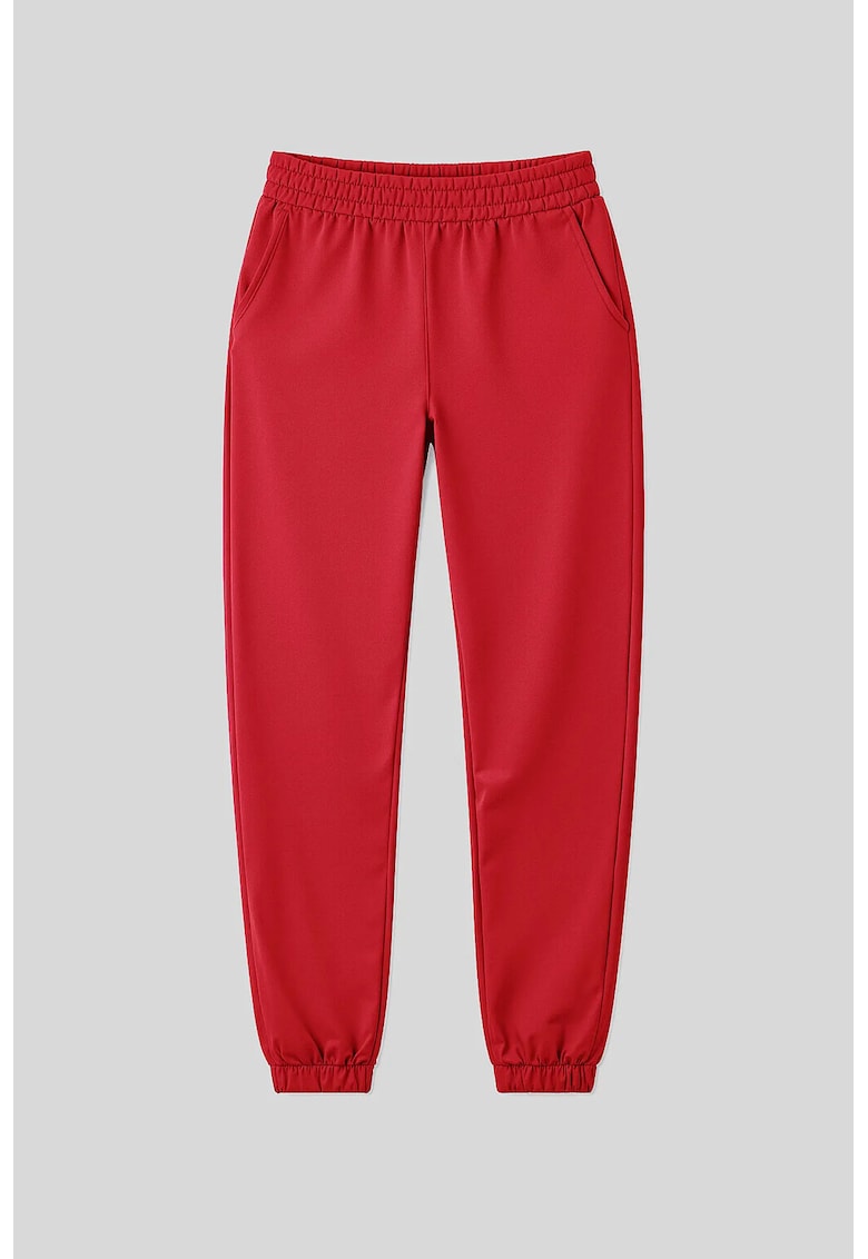 Pantaloni dama - pantaloni de jogging - talie inalta - rosu - fleece