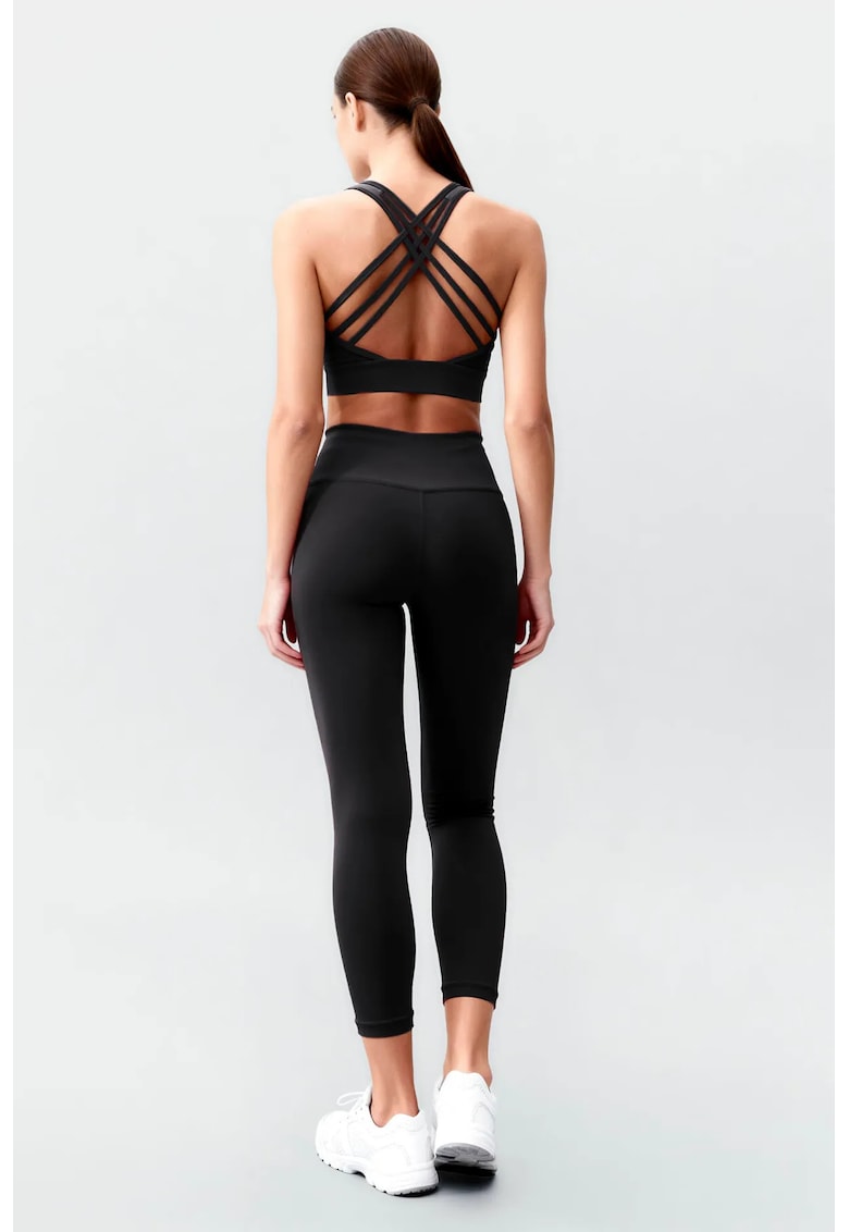 Set Sportiv Femei - Fara Maneci - Elastic - Negru - Poliester-Elastan