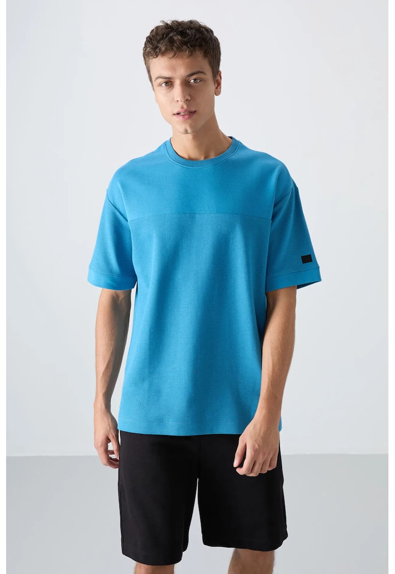 Tricou supradimensionat - bumbac/poliester - Albastru Cerulean - pentru barbati
