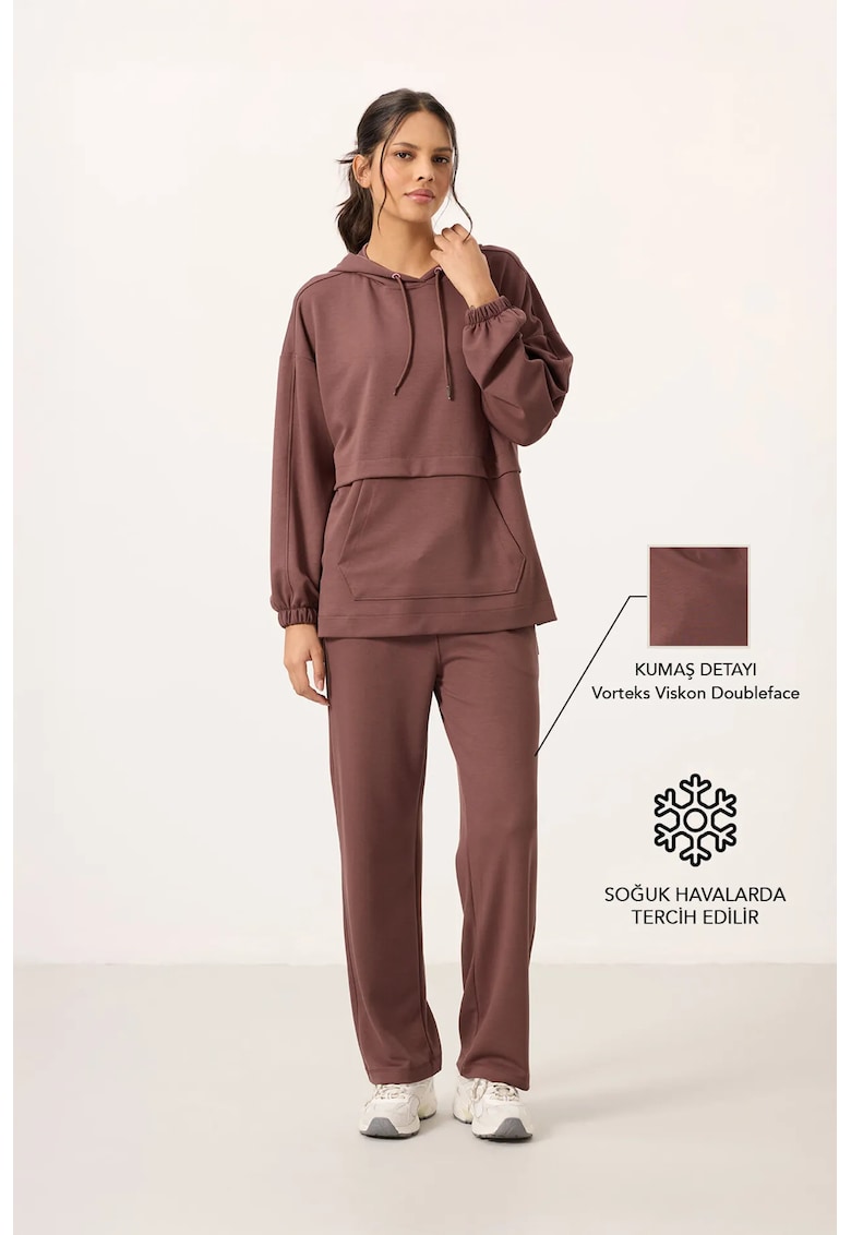 Seturi Active - Femei - Set cu Gluga si Pantaloni cu Picior Larg TOMMY - Maro