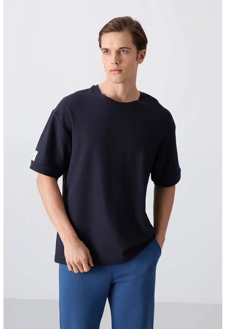 Tricou supradimensionat bleumarin - bumbac/poliester - pentru barbati