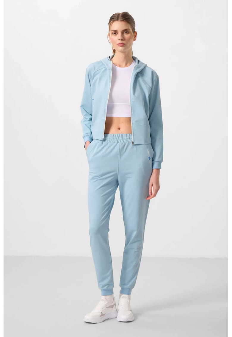 Set Femei - cu Gluga si Fermoar Albastru Deschis - Bumbac - Baby Blue