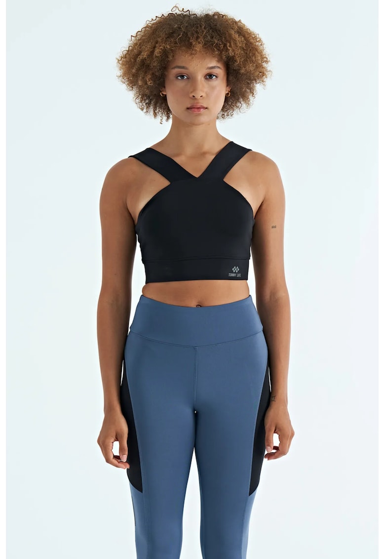 Tricou sport - scurt - negru - poliester-elastan