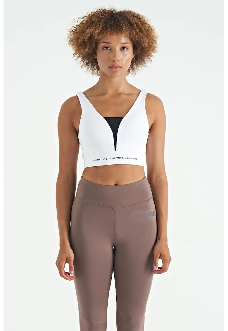 Tricou sport dama - top sport fara maneci - crop - multicolor - poliester-elastan