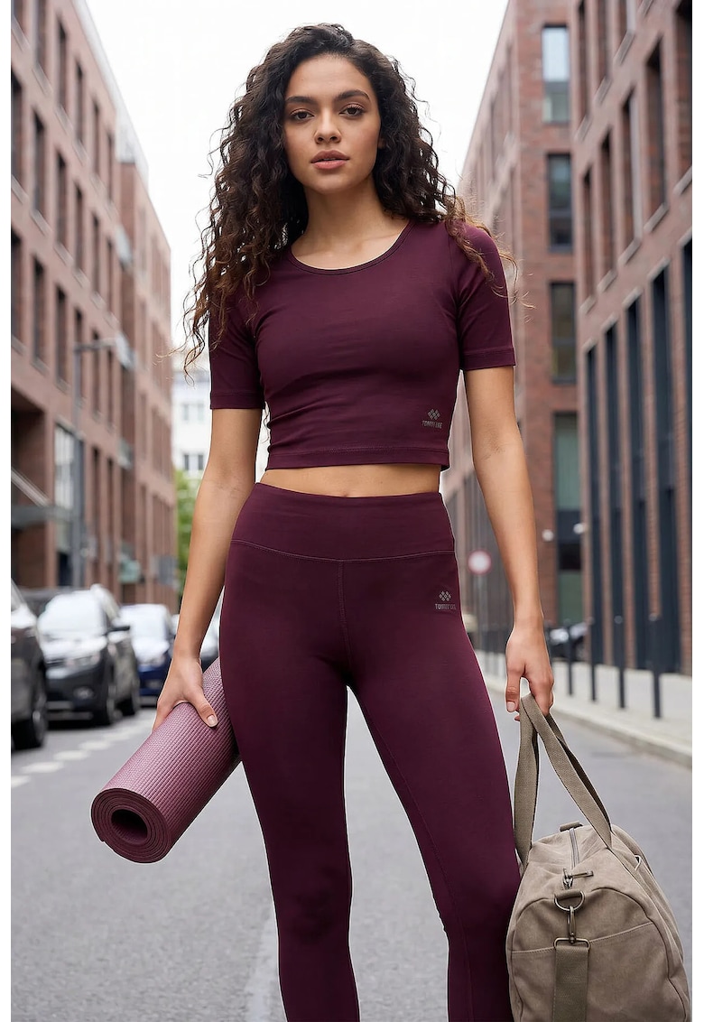 Seturi Active - Femei - Set Activ TOMMY din Bumbac Slim-fit pentru Femei - Rosu Burgundy -