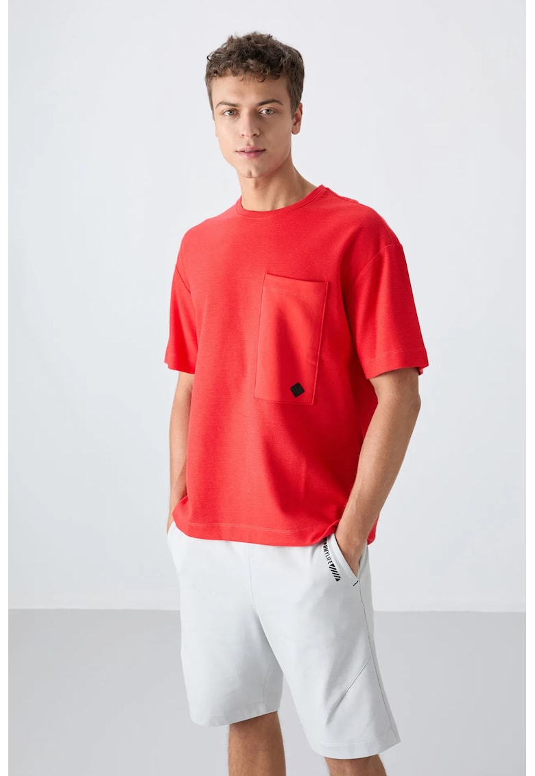 Tricou barbati - supradimensionat - rosu amestec de bumbac
