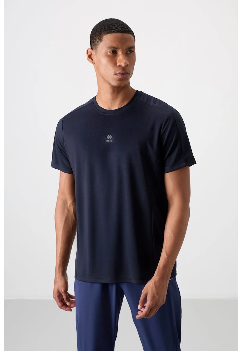 Tricou barbati - croiala regulara - guler rotund - bleumarin - poliester